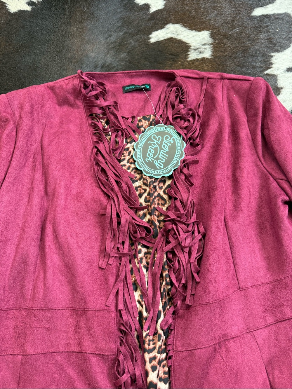 Fringed Teddy Jacket in Magenta - Picture 2 of 5